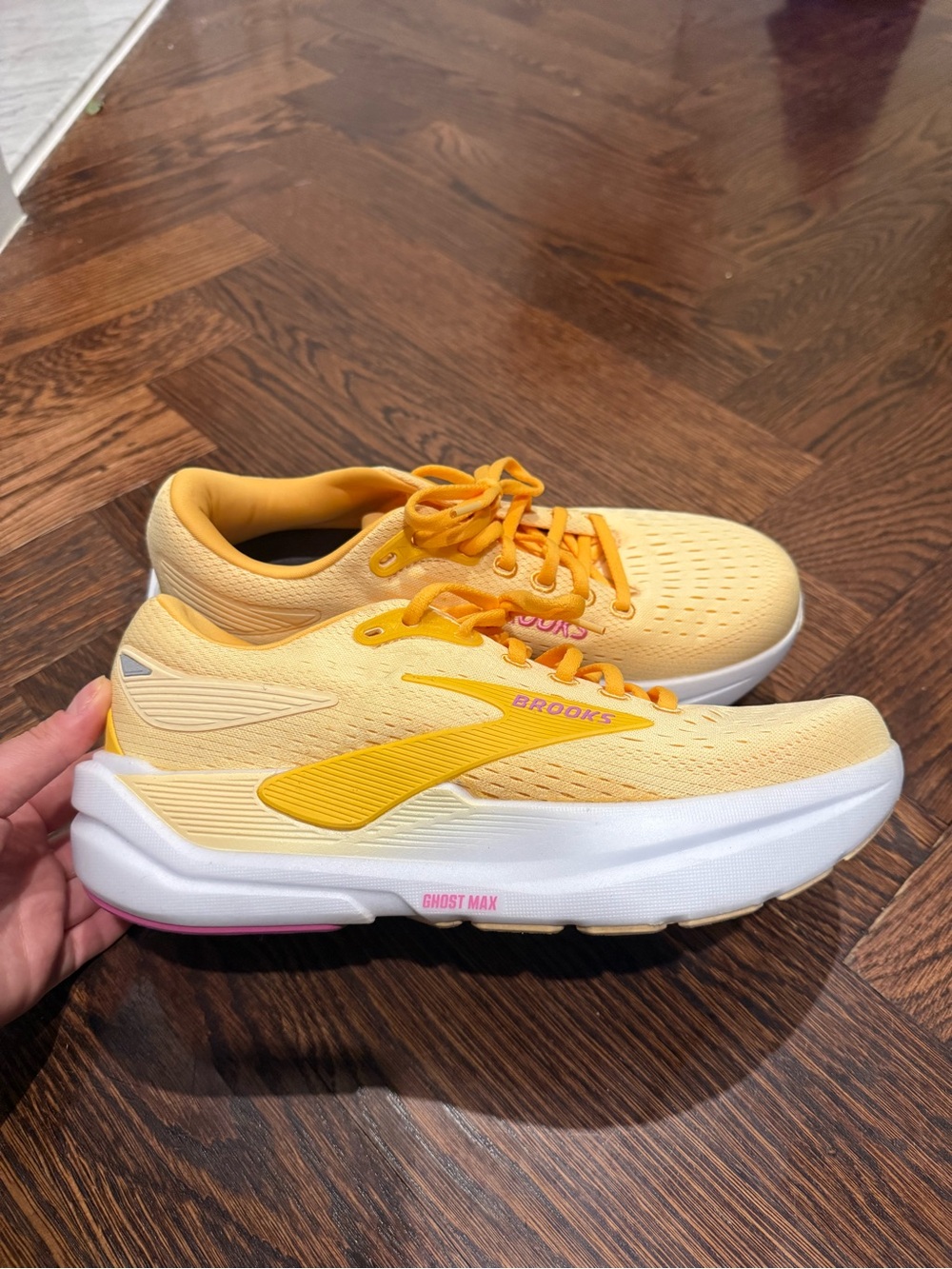 Brooks Ghost Max 3 Running Shoes in orange with pink accents